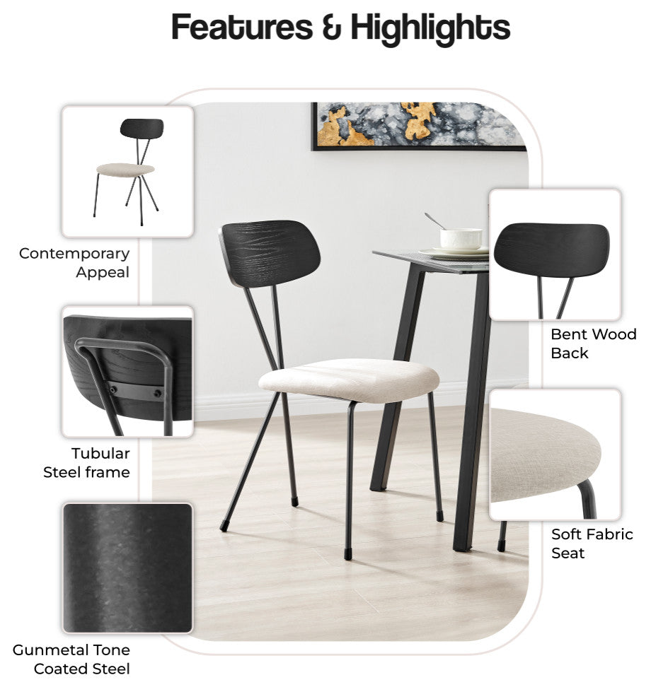 Elise Dining Side Chair, Magnolia Cream, Fabric