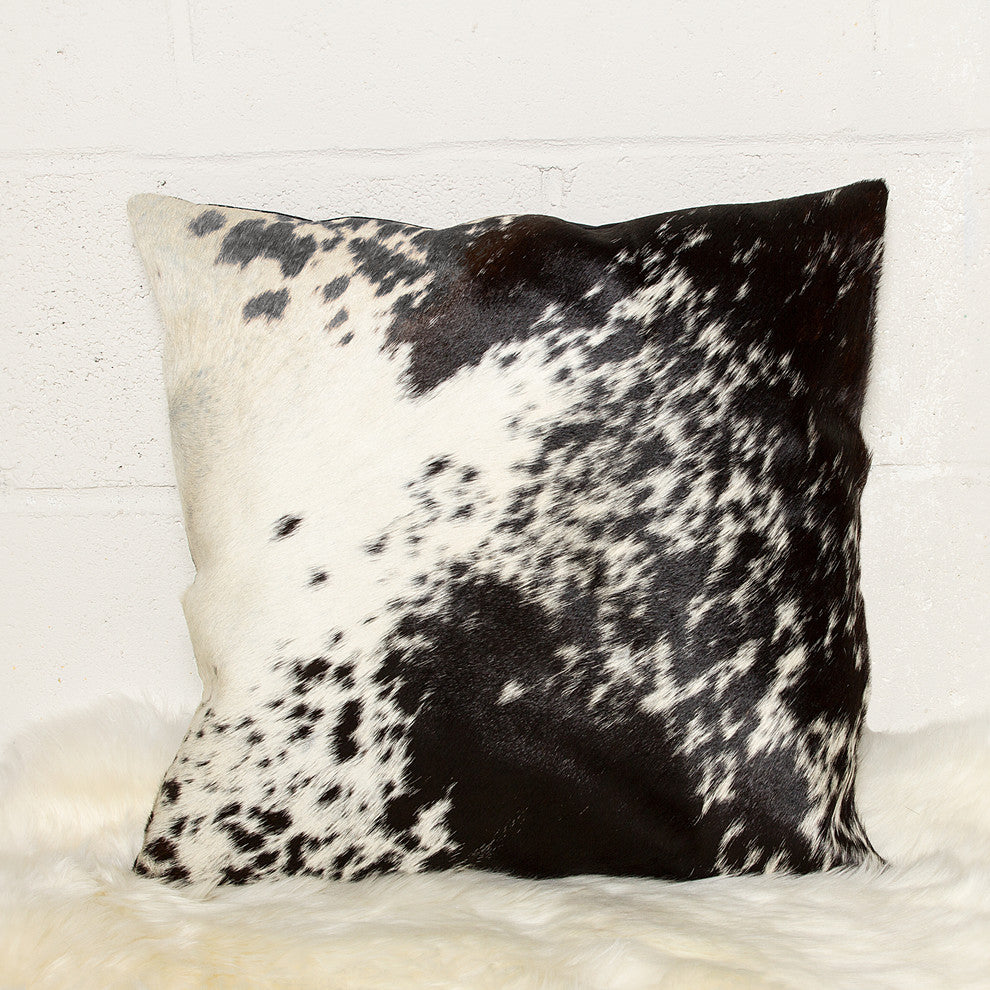 12"x20" Torino Kobe Cowhide Pillows, Set of 2, Salt and Pepper