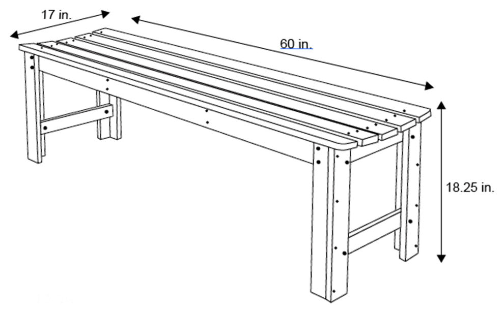 Shine Company 5' Backless Garden Bench With HYDRO-TEX, Black