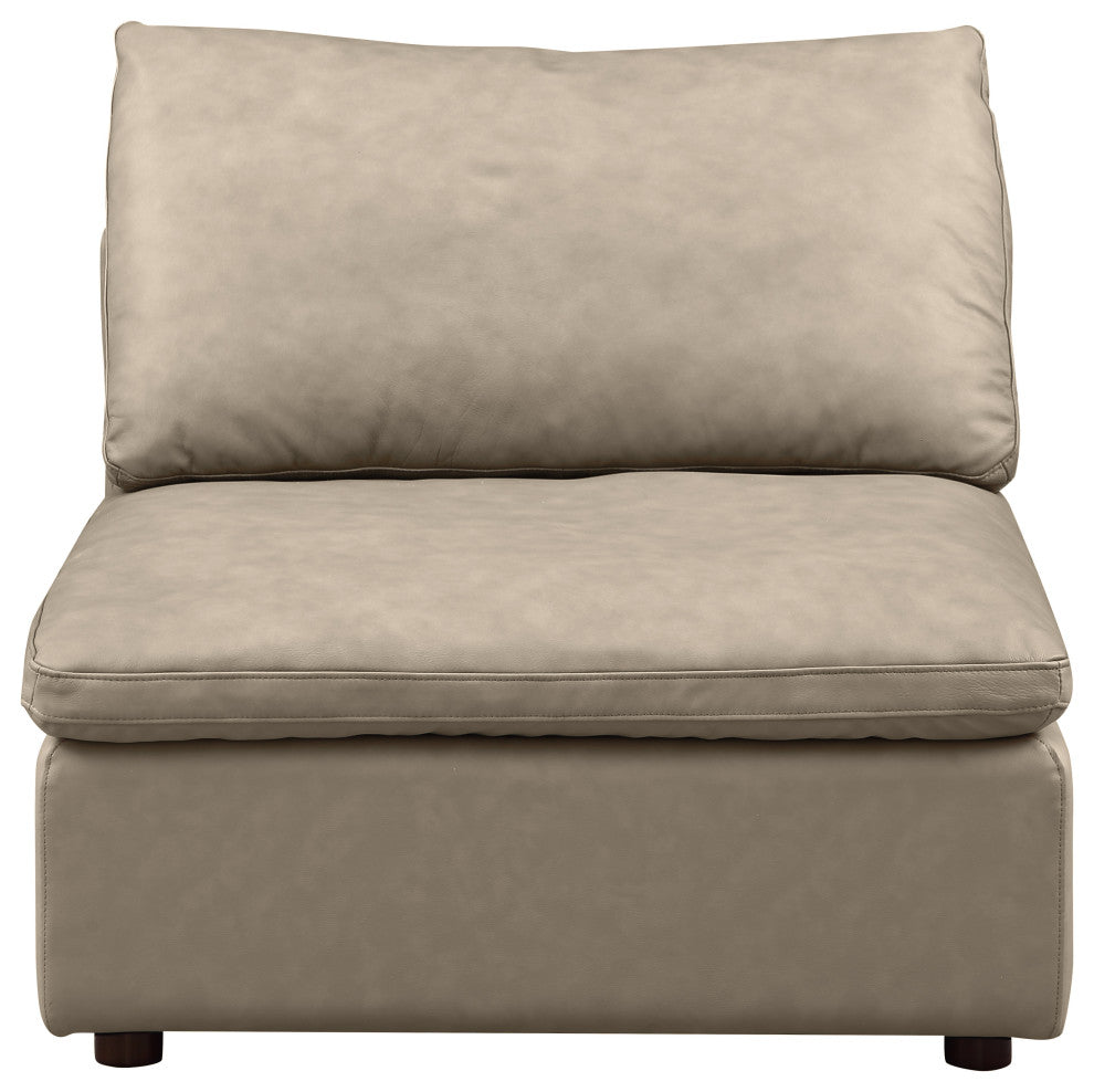 Dante Armless Chair Upholstered, Top Grain Italian Leather