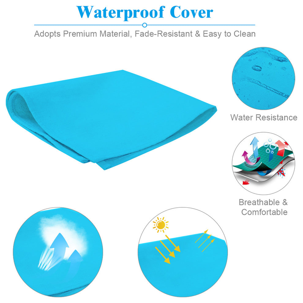 Costway 2-Person Patio Rattan Lounge Chair Chaise Adjustable Cushion Turquoise