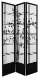 7' Tall Bamboo Tree Shoji Screen, Black, 3 Panels