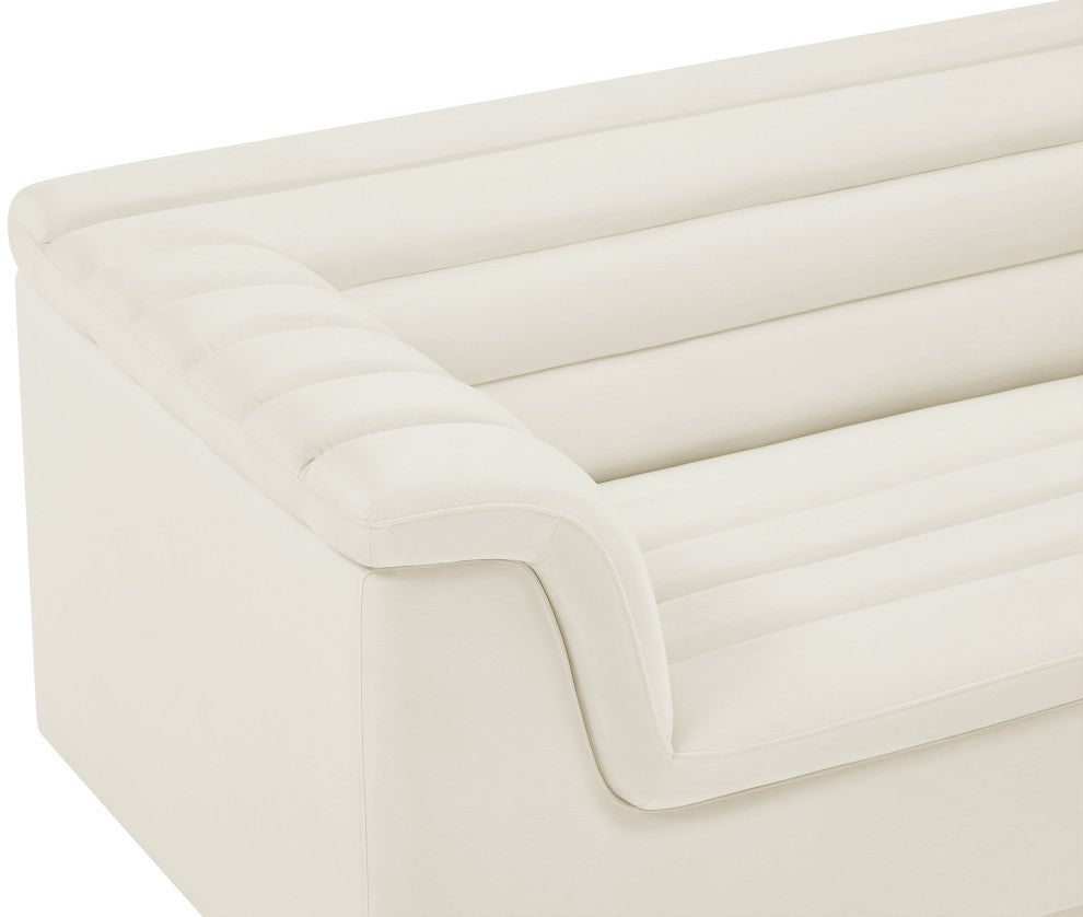 Cascade Upholstered Set, Cream, Velvet, Loveseat