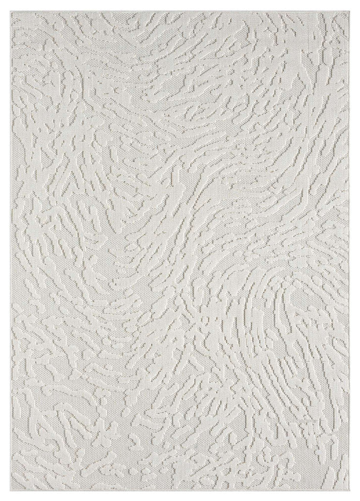 Nimes Topo Relief Area Rug, Ivory, 2'x7'3"