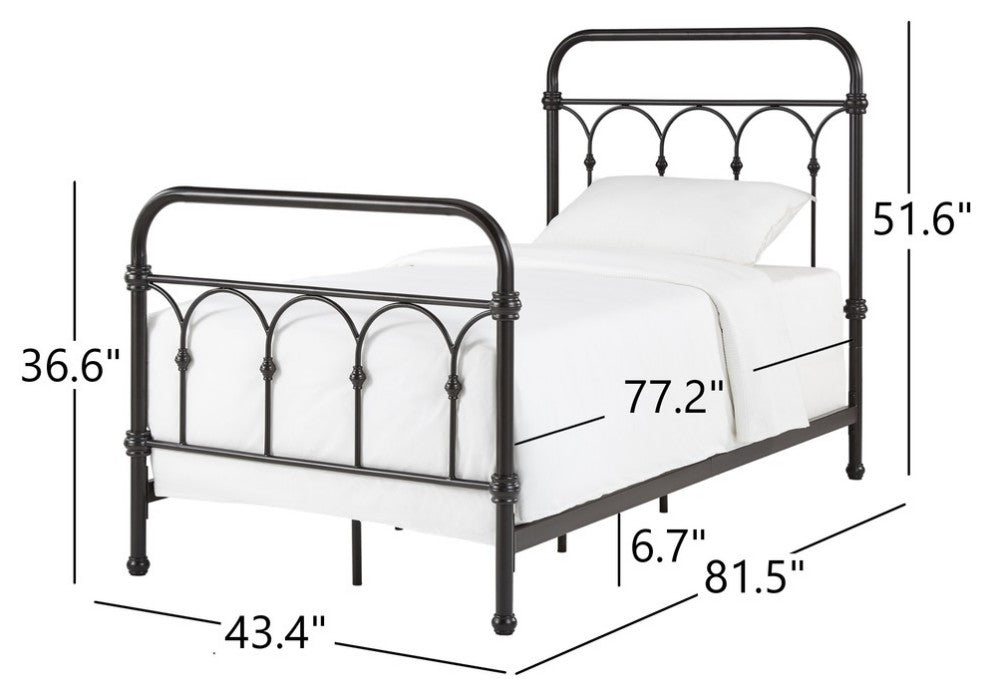 Maverick Rustic Metal Bed, Dark Bronze, Twin