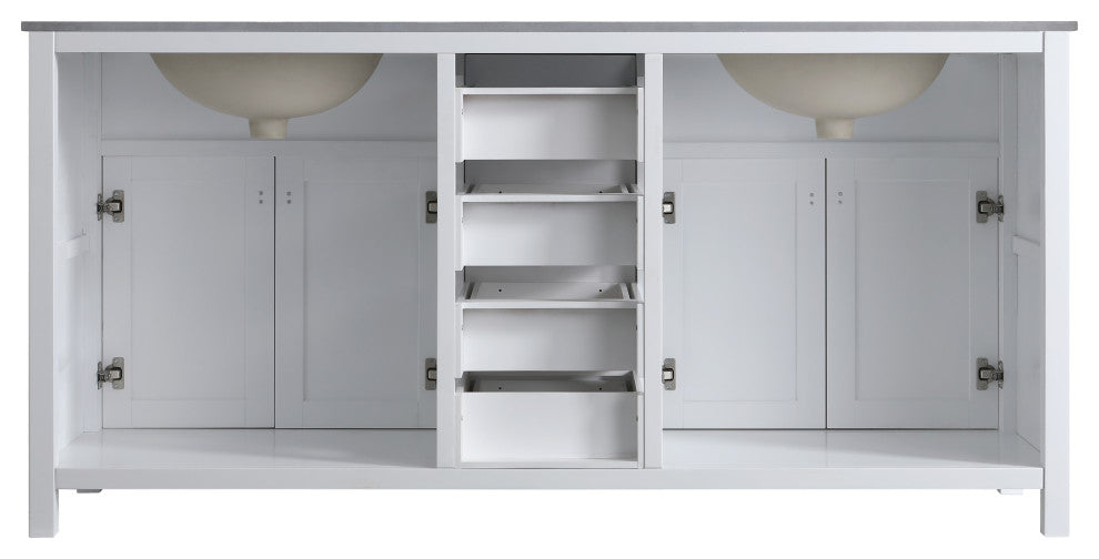 London 71-in White Bathroom Vanity Base Cabinet Without Top