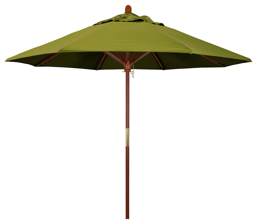 9' Square Push Lift Wood Umbrella, Olefin, Kiwi