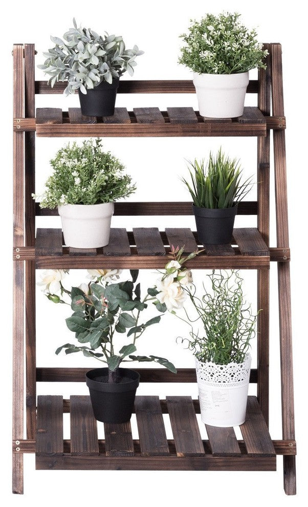 Modern 3-Tier Outdoor Wood Design Folding Display Flower Stand