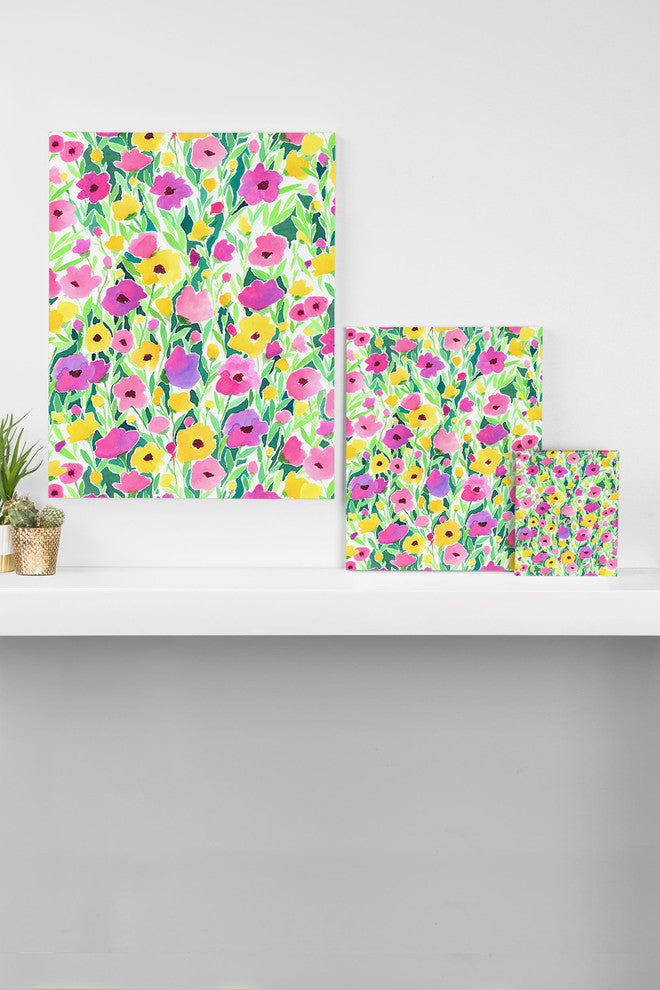 Deny Designs Jacqueline Maldonado Flower Field Pink Yellow Art Canvas
