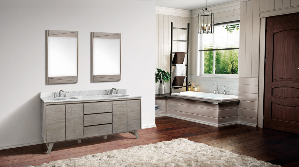 Avanity Coventry 73" Bath Vanity Combo, Gray Teak Finish, Carrara White Marble Top