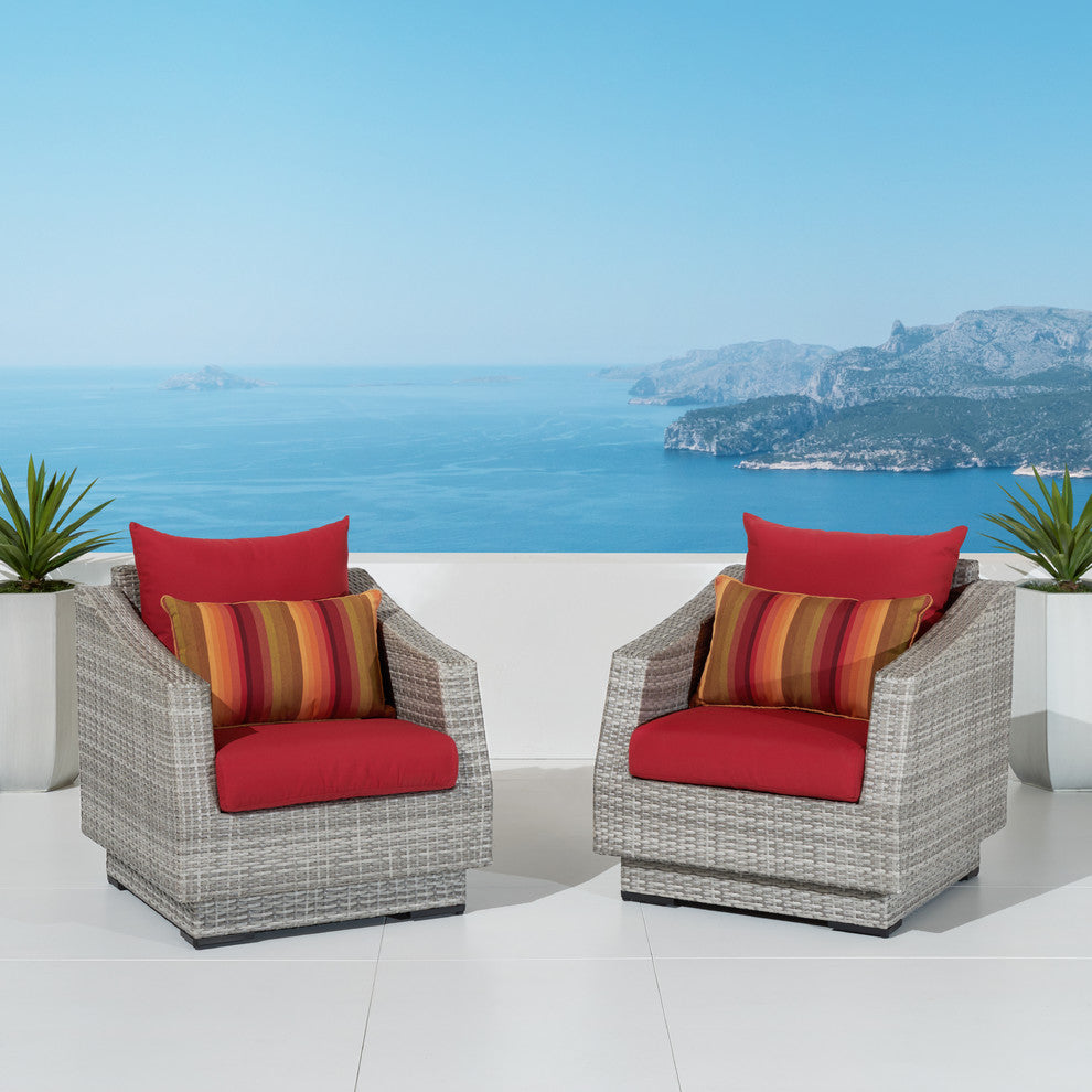 Cannes 2 Piece Aluminum Outdoor Patio Club Chairs, Red