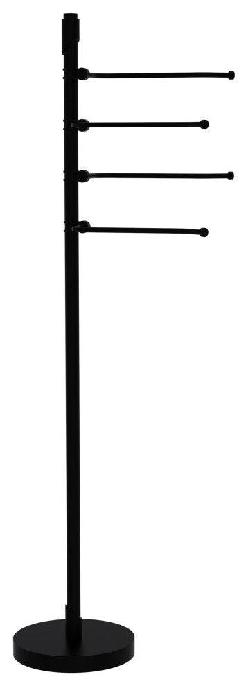 Floor Standing 49" 4 Pivoting Swing Arm Towel Holder, Matte Black