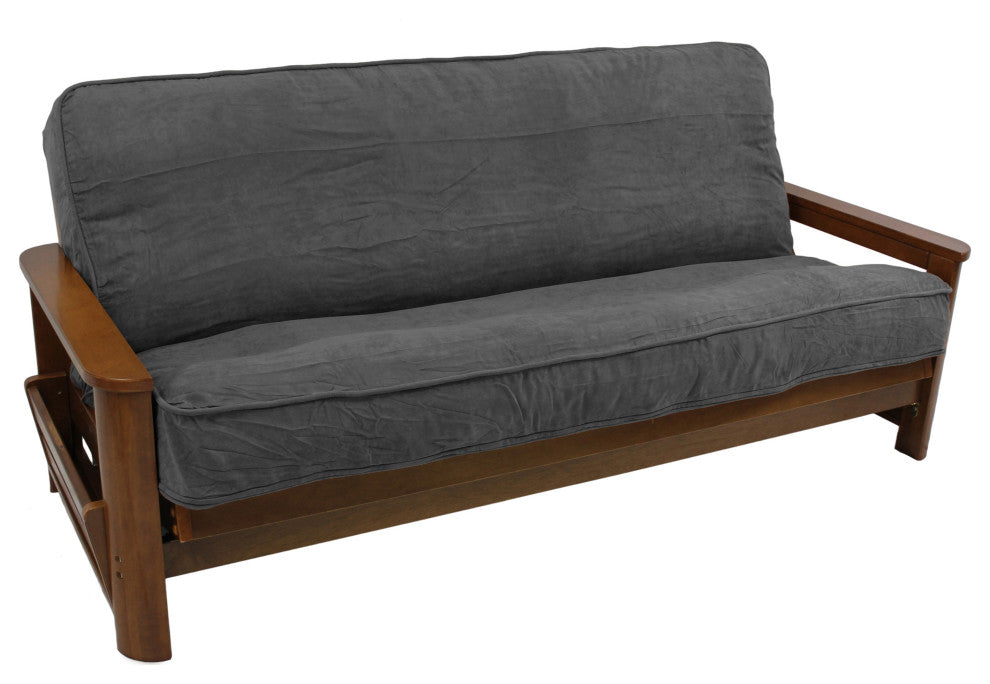 Solid Microsuede 8 to 9" Full Futon Cover, Steel Grey