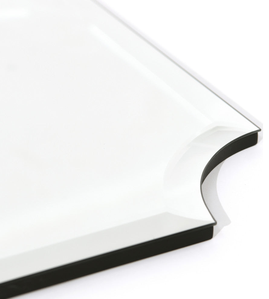 Frameless Rectangle Scalloped Beveled Wall Mirror, 1" Beveled Edge, 40"x30"