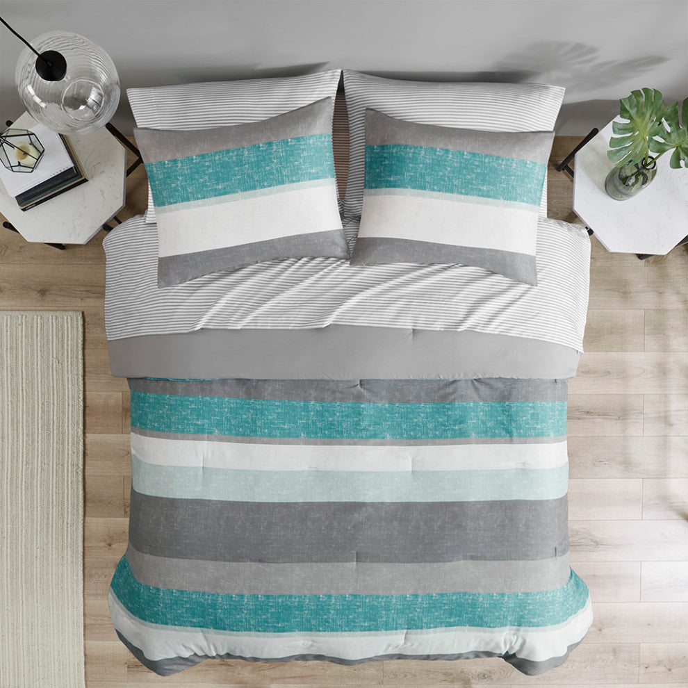 Madison Park Essentials Jaxon Stripe Comforter Set With Bed Sheets