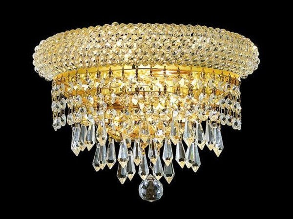 Elegant Primo Wall Sconce, Gold Finish With Royal Cut Crystal