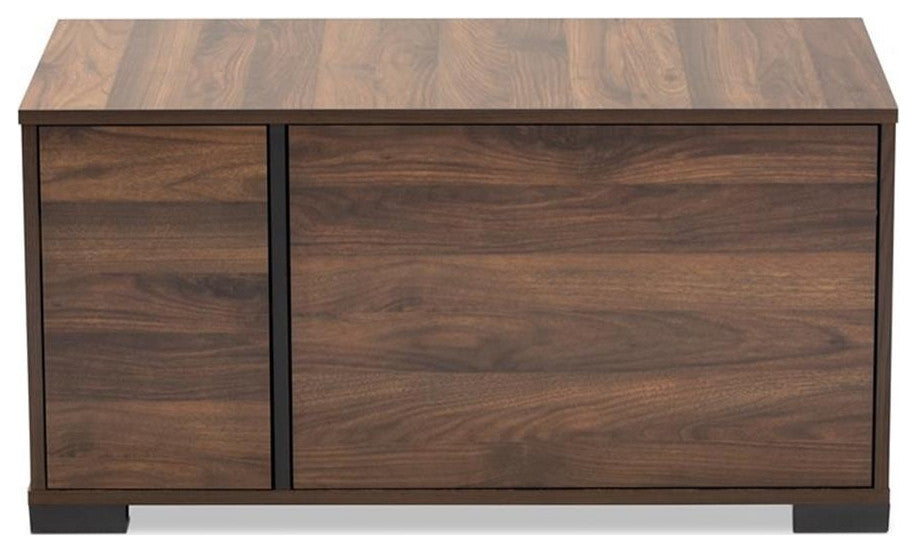 Baxton Studio Connor Walnut Brown Finished 2-Door Cat Litter Box Cover House