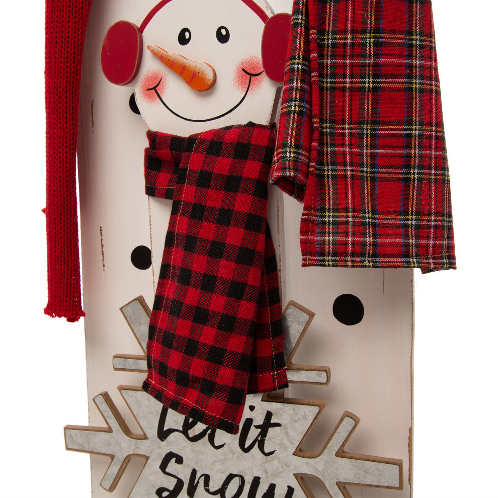 35.43"H Wooden Snowman Family Porch Decor