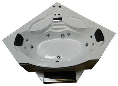Steam Shower With Jetted Tub, Blue Glass, 63"x63"x85"