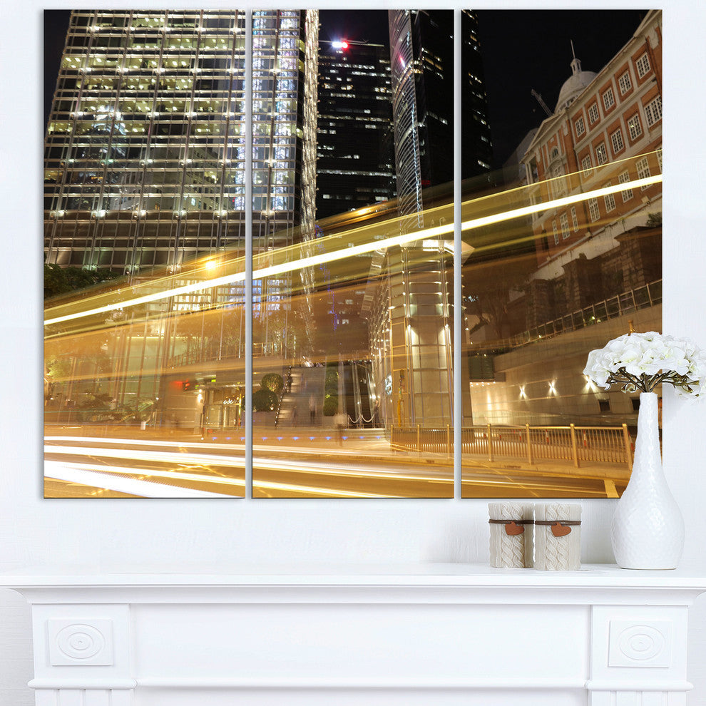 "Traffic and Urban Life at Night" Metal Wall Art, 3 Panels, 36"x28"