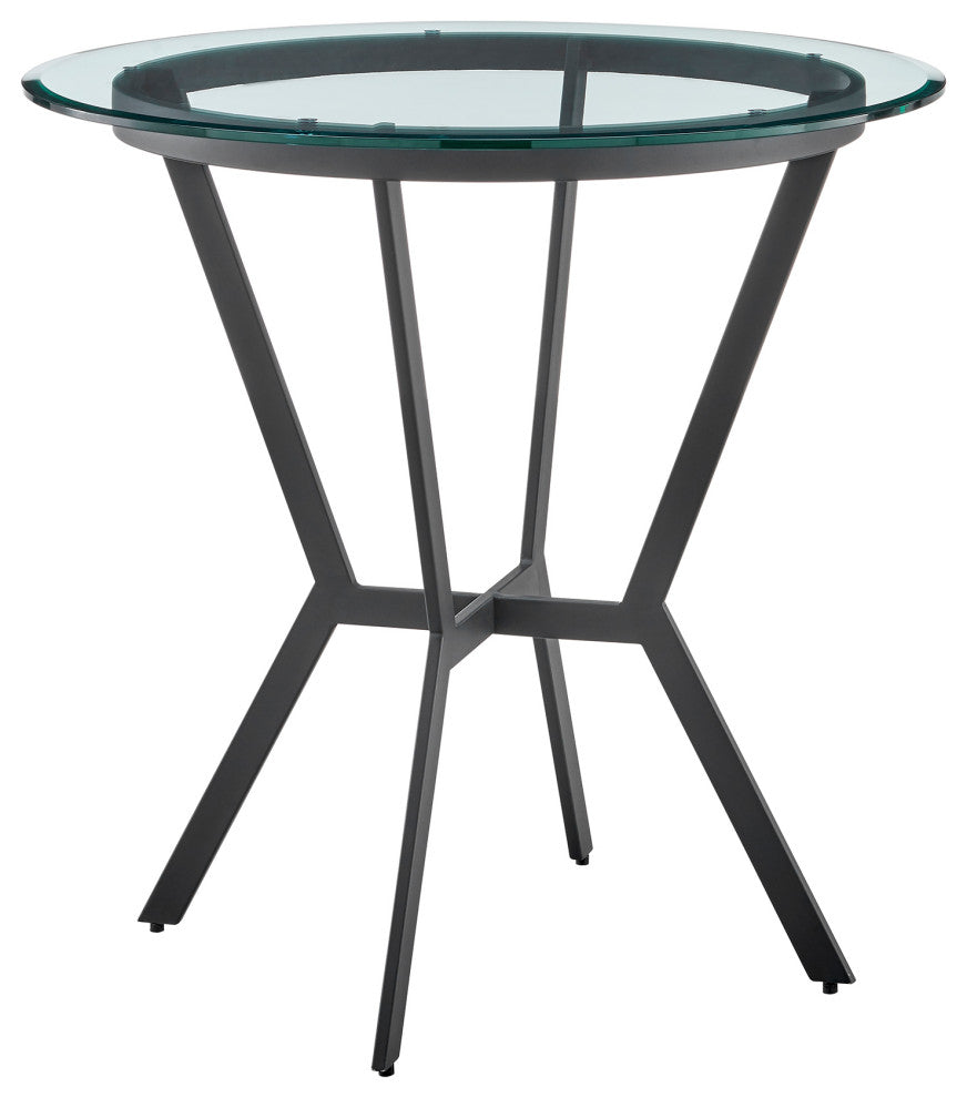 Naomi Round Glass And Black Metal Bar Table