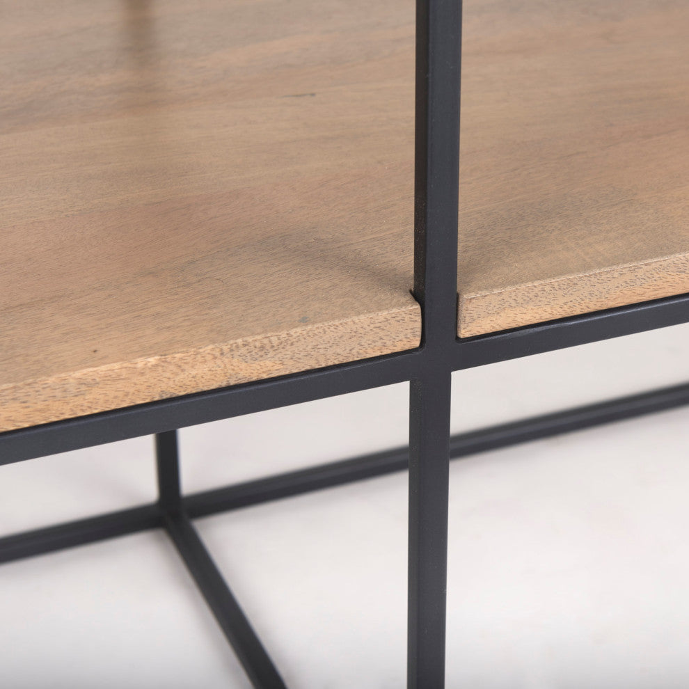 Morris Beige Wood With Black Metal Frame 2 Drawer Console Table