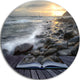 Open Book To The Evening Sea, Contemporary Round Metal Wall Art, 36"
