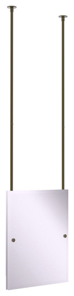 Frameless Rectangle Ceiling Hung Mirror, Antique Brass