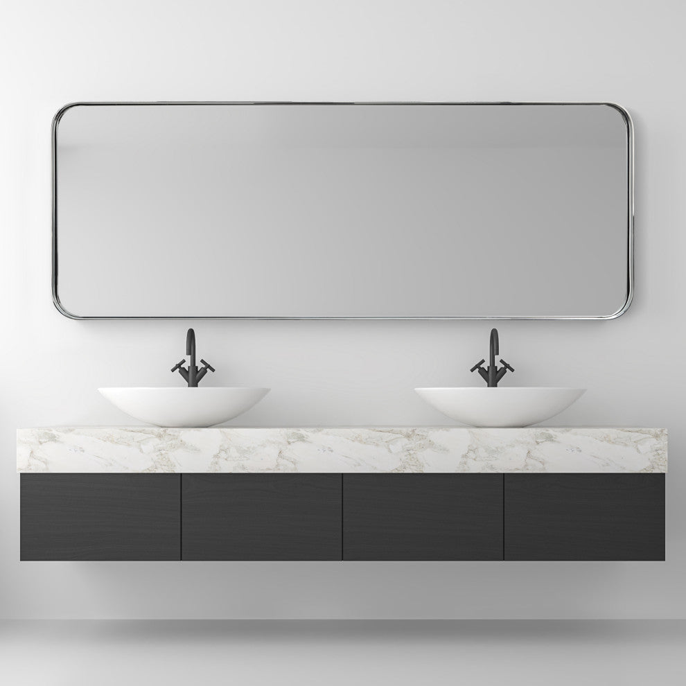 Ultra Stainless Steel Rectangular Wall Mirror, Silver, 18"x48", Polished