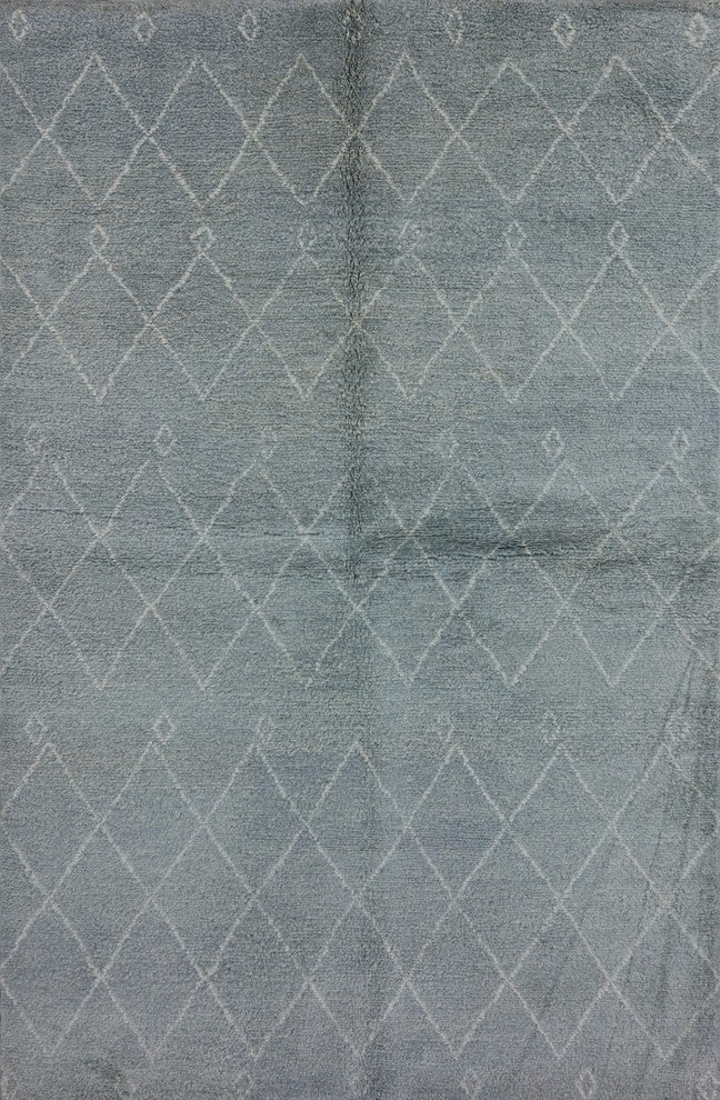 Rabat Moroccan Collection Oriental 6'x8' Blue Wool Hand Knotted Area Rug