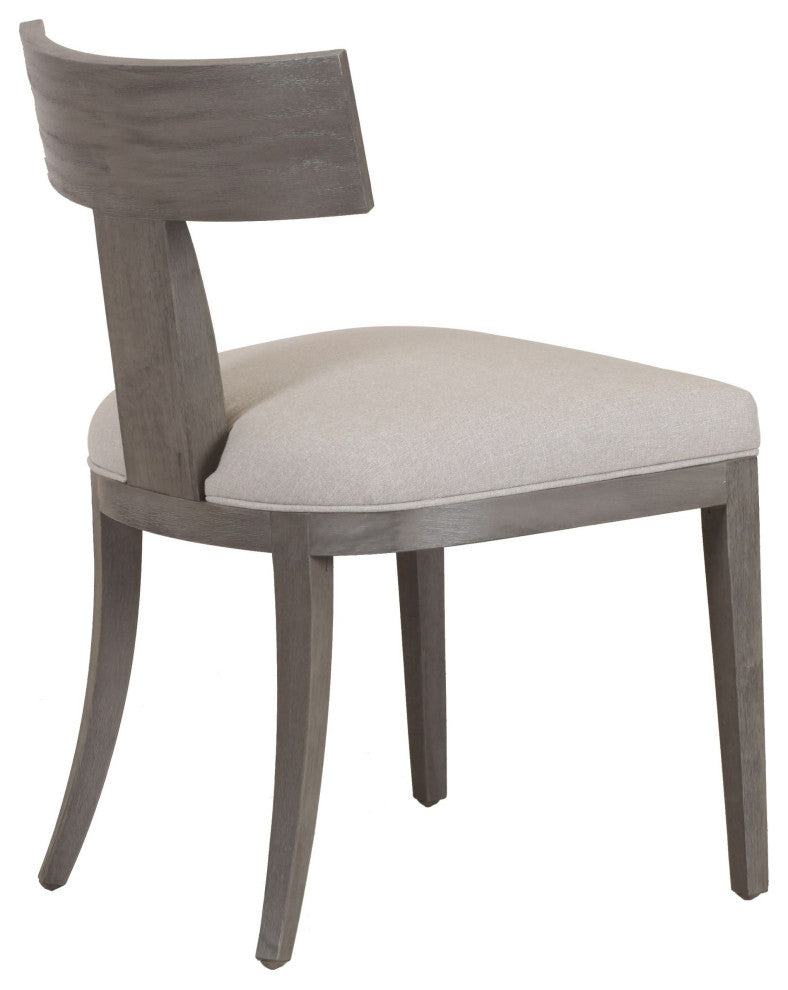 Modrest Fabien Mid-Century Beige Linen + Grey Wash Dining Chair, Set of 2