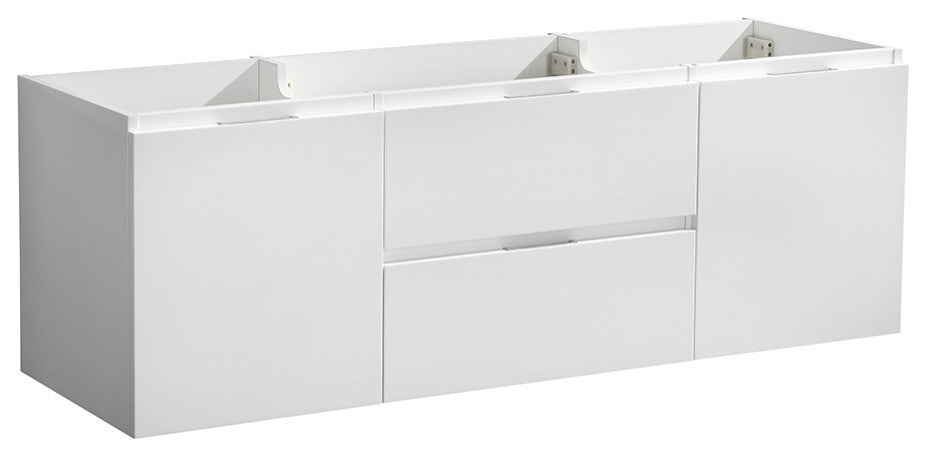 Valencia Wall Hung Single Sink Bathroom Cabinet Base, Glossy White, 48"