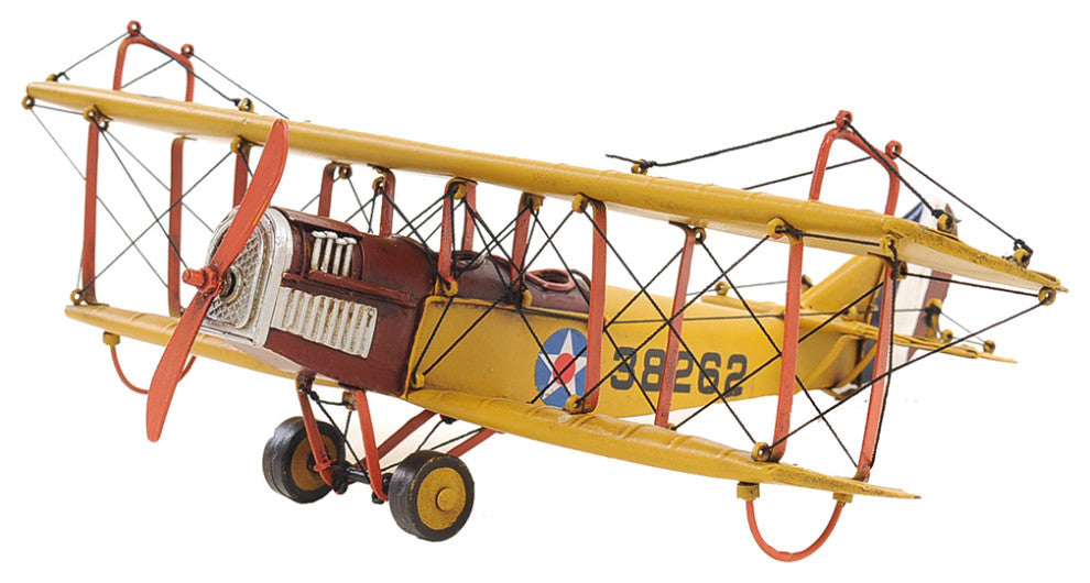 1918 Yellow Curtiss JN-4 1:24 Collectible Metal scale model Airplane