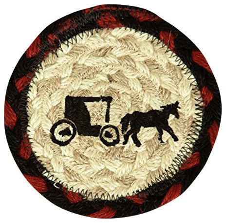 Amish Buggy Printed Coaster, 5"x5"