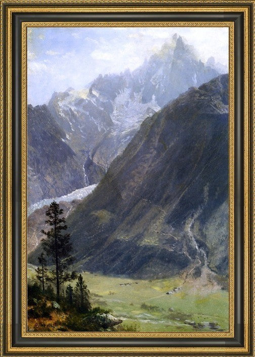 Albert Bierstadt Mountain Landscape Framed Premium Canvas Print, 18"x27"