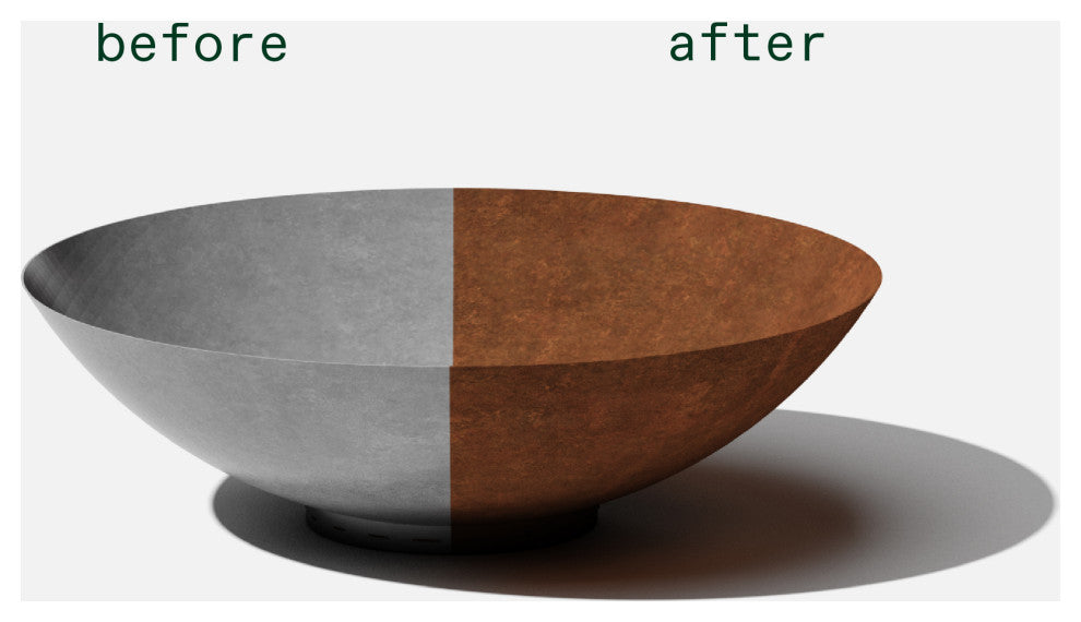 Metallic Series Round Corten Steel Bowl Planter, 22"