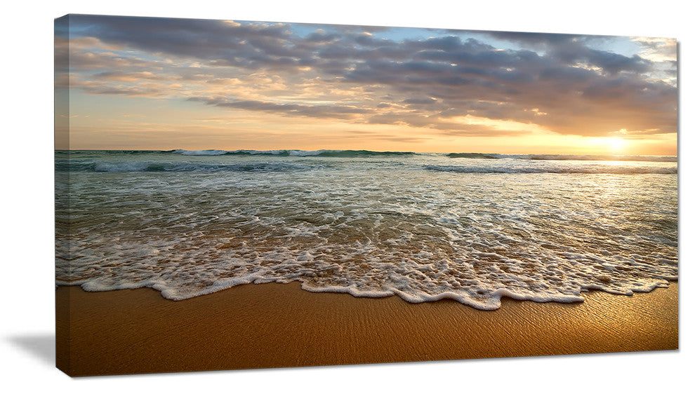 "Bright Cloudy Sunset in Calm Ocean" Seascape Wall Art, 1 Panel, 60"x28"