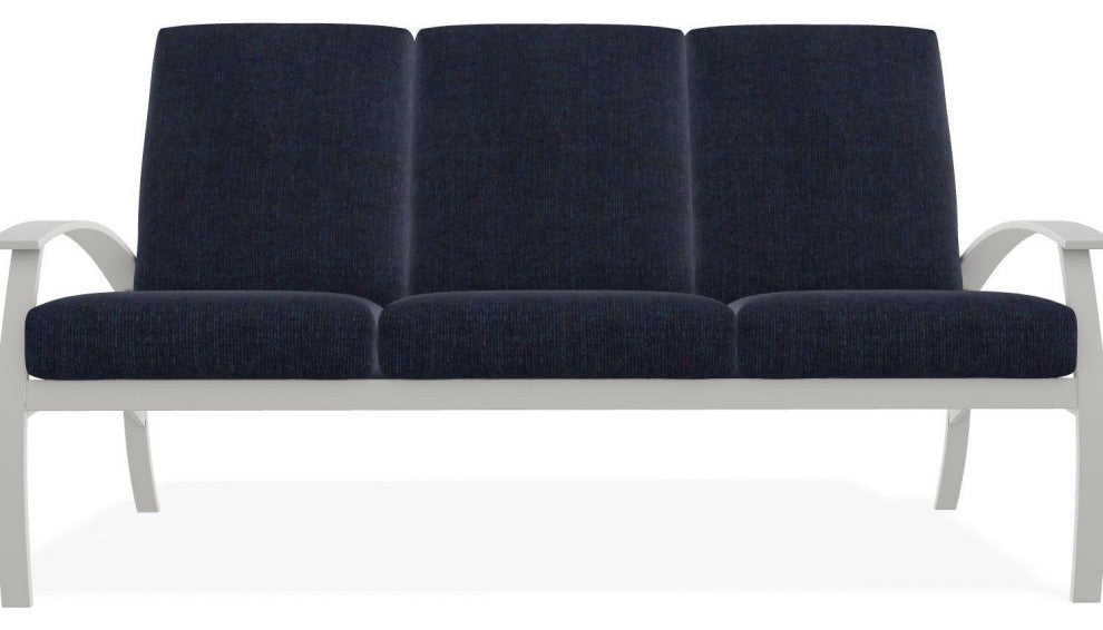 Belle Isle Cushion 3-Seat Outdoor Sofa, Indigo/Snow