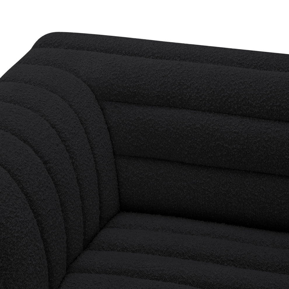 Cascade Upholstered Modular Sofa, Black, Boucle Fabric, Straight Sofa