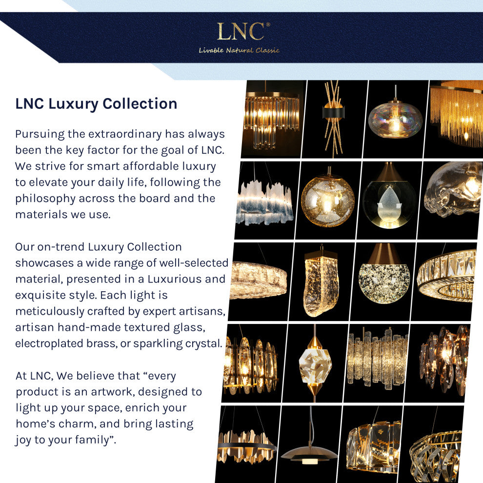 LNC Brusmogan 1-Light 9.5" Modern LED Loop Crystal Mini Chandelier, Gold