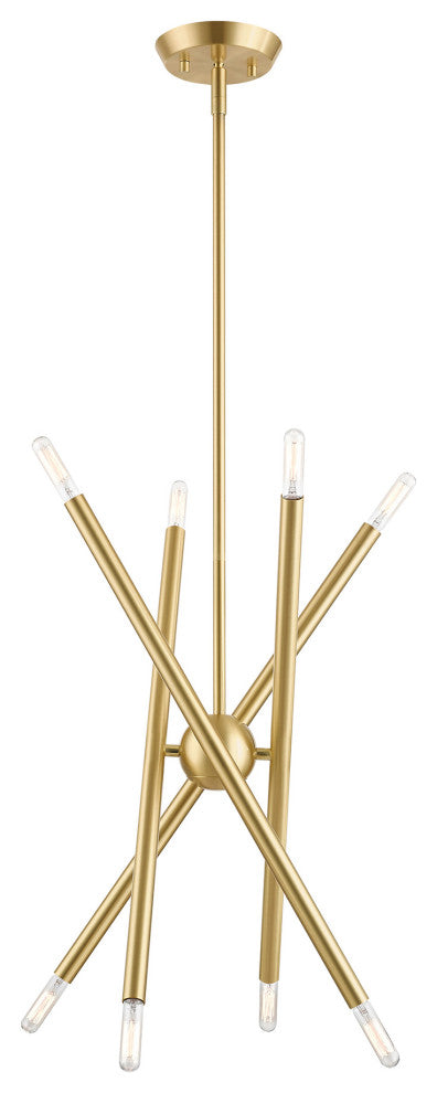 Soho Eight Light Chandelier, Satin Brass
