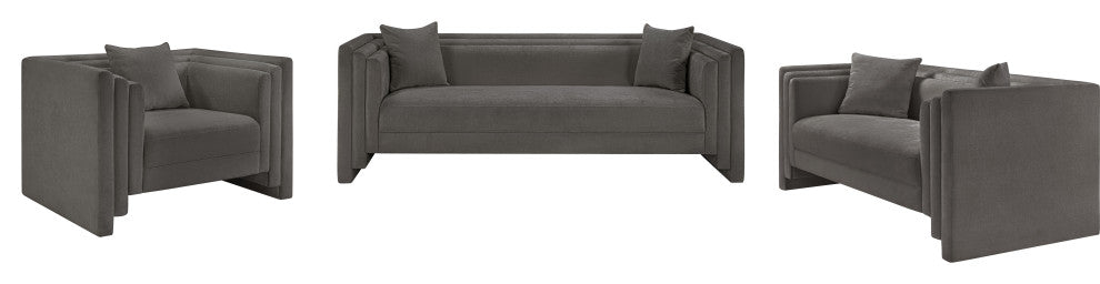 Everett Upholstered Loveseat, Grey, Chenille Fabric