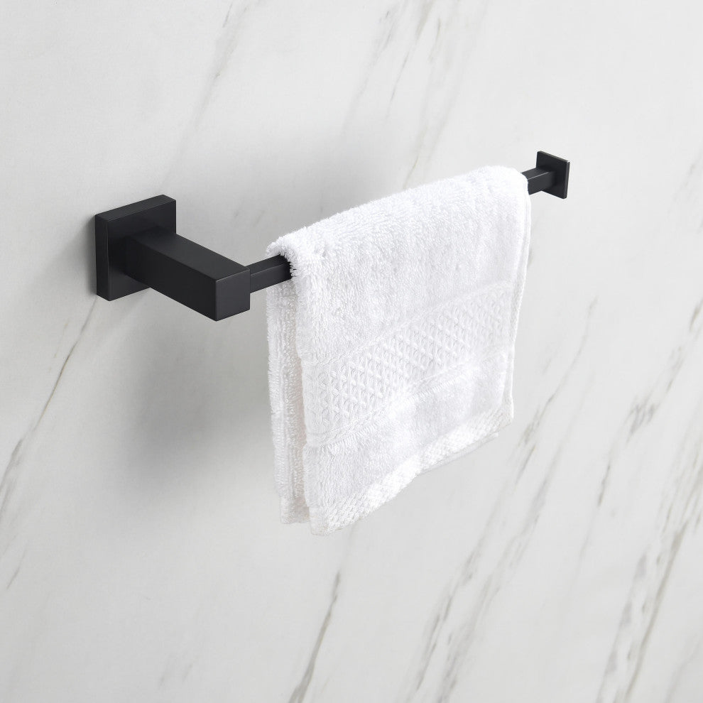 Cube 2-Piece Bathroom Hardware Set, Matte Black
