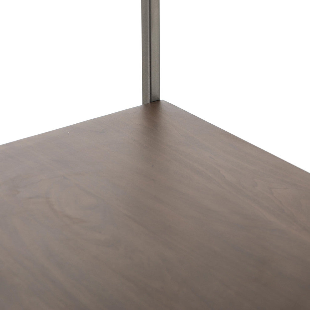 Trey Modular Wall Desk Auburn Poplar, Natural Iron, Black Leather