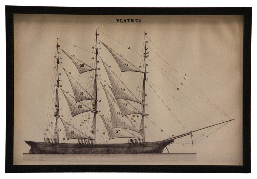 Black And White Ship Plate 74, Black Shadowbox