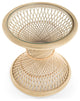 Peacock Rattan Side Table With Glass Top, Natural-Brown