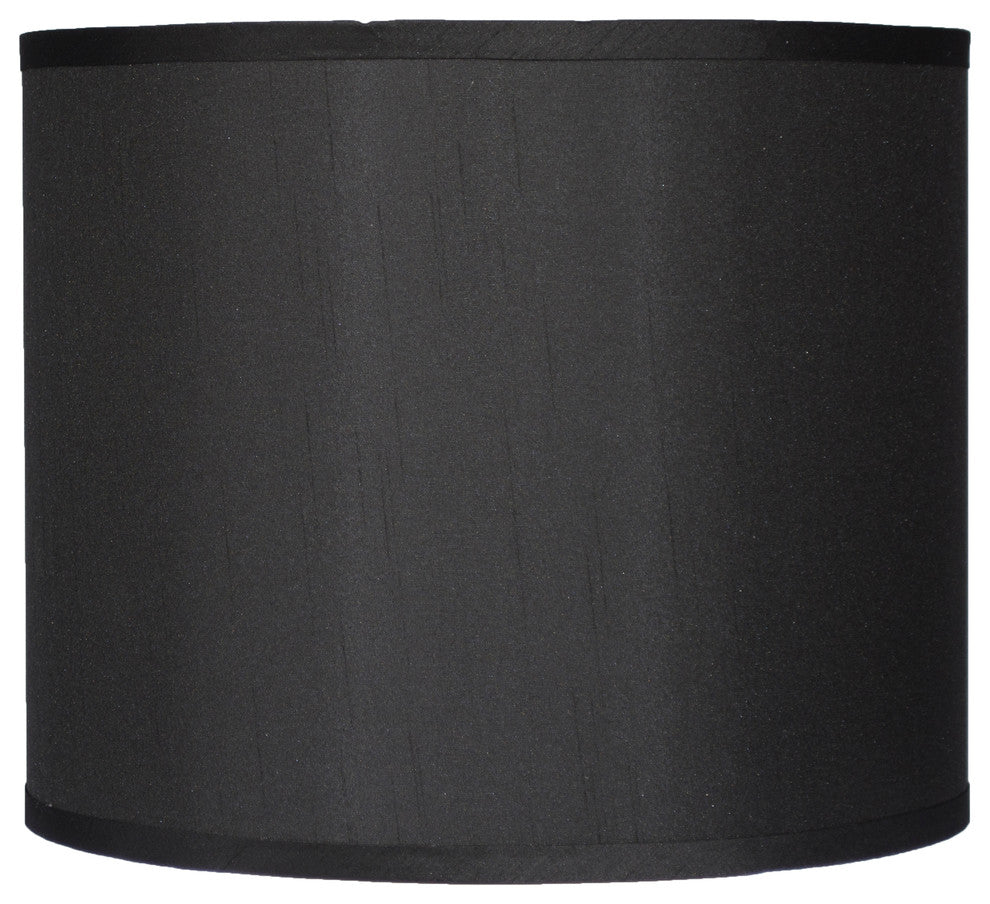 Classic Drum Faux Silk Lamp Shade, Black, 12"