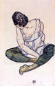 Egon Schiele Seated Woman with Green Stockings - 18" x 27" Premium Canvas Print