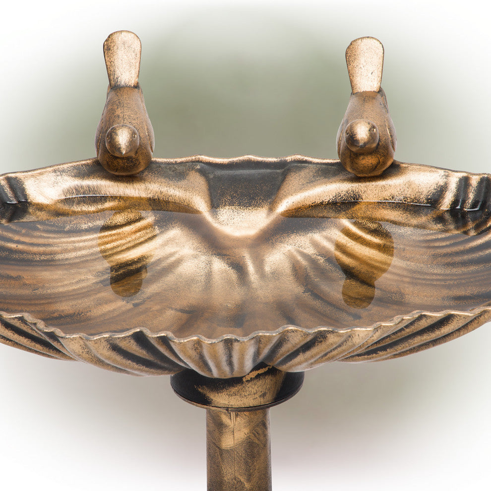 31" Tall Outdoor Vintage Birdbath with Bird Figurines Yard Statue