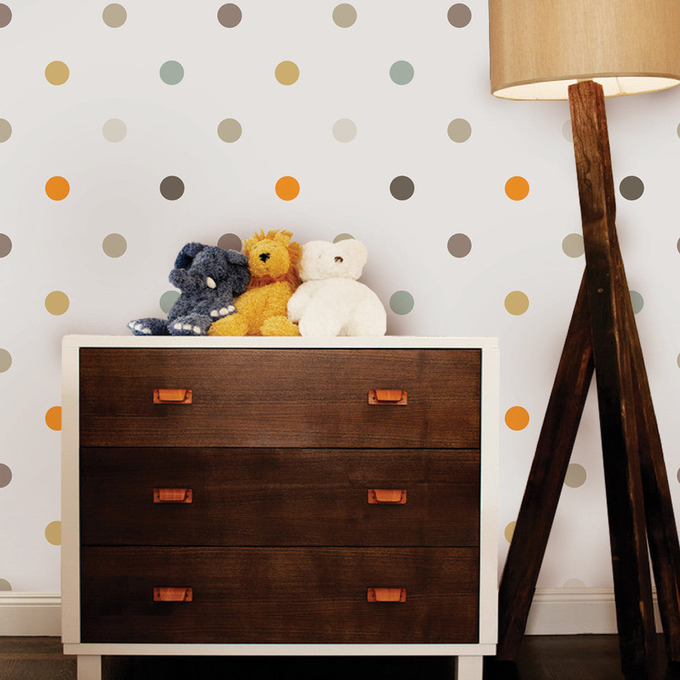 Polka Dot Peel and Stick Vinyl Wallpaper, Orange, 24"w X 60"h